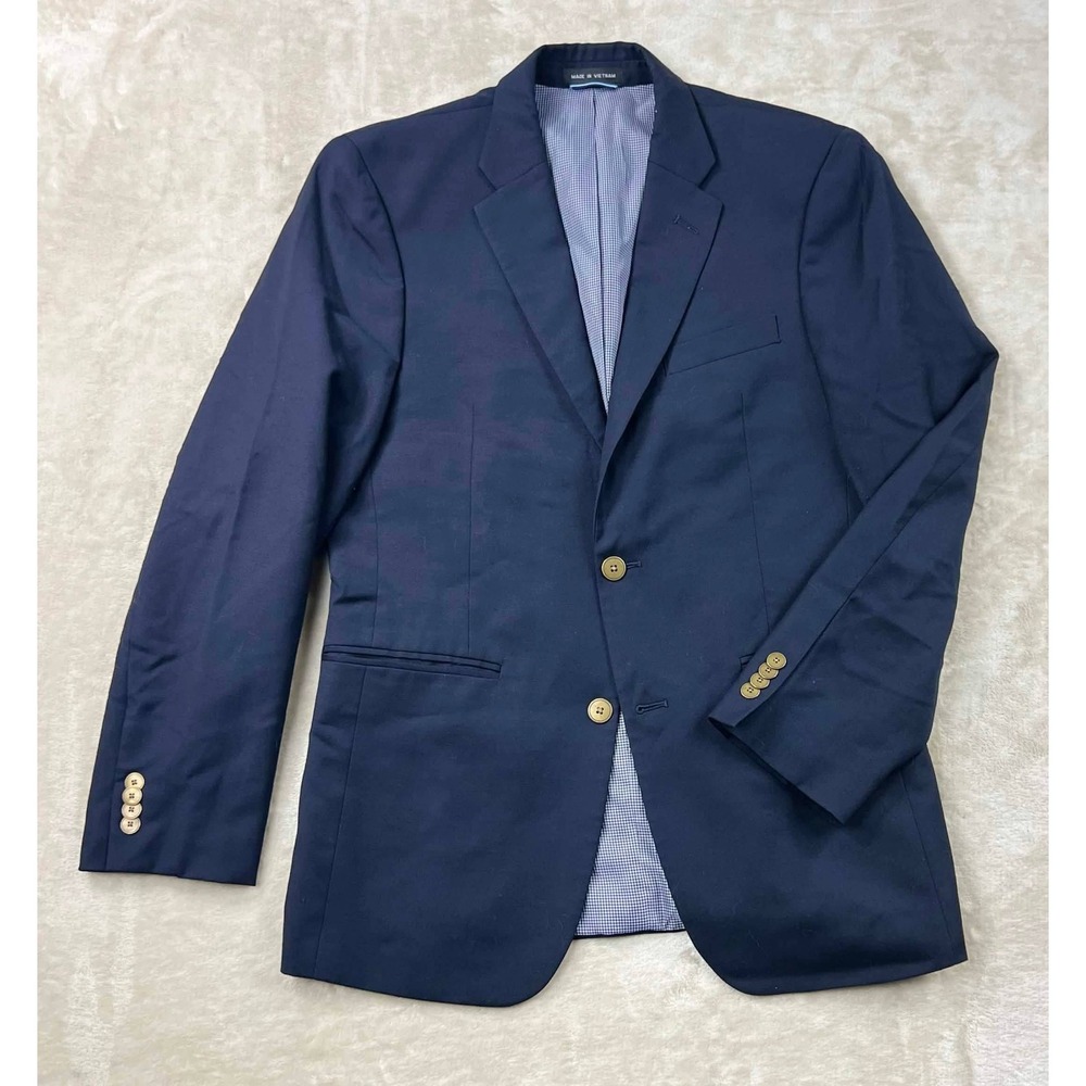 Tommy Hilfiger Mens Navy Blue Wool Blend Two Button Blazer Jacket 36R